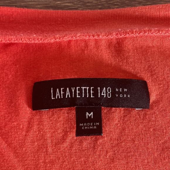 Lafayette 148 New York Tie Dye Crimson/Coral T shirt Size Medium - Picture 3 of 7